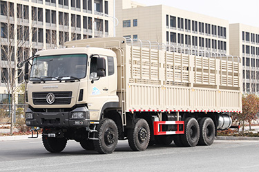 東風(fēng)8×8越野型倉(cāng)柵式運(yùn)輸車(chē)_八驅(qū)31噸木材果蔬四橋運(yùn)輸車(chē)_450馬力后八輪專(zhuān)用卡車(chē)