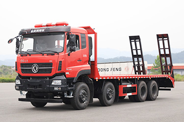 8×4前四后八重型專(zhuān)用低平板車(chē)_430馬力特種運(yùn)輸車(chē)_東風(fēng)國(guó)六底盤(pán)改裝挖機(jī)板